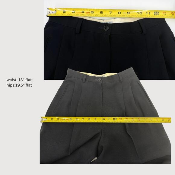 Vintage Emporio Armani Virgin Wool Trousers Black Pleated Dress Pants Size 42 - Picture 8 of 9